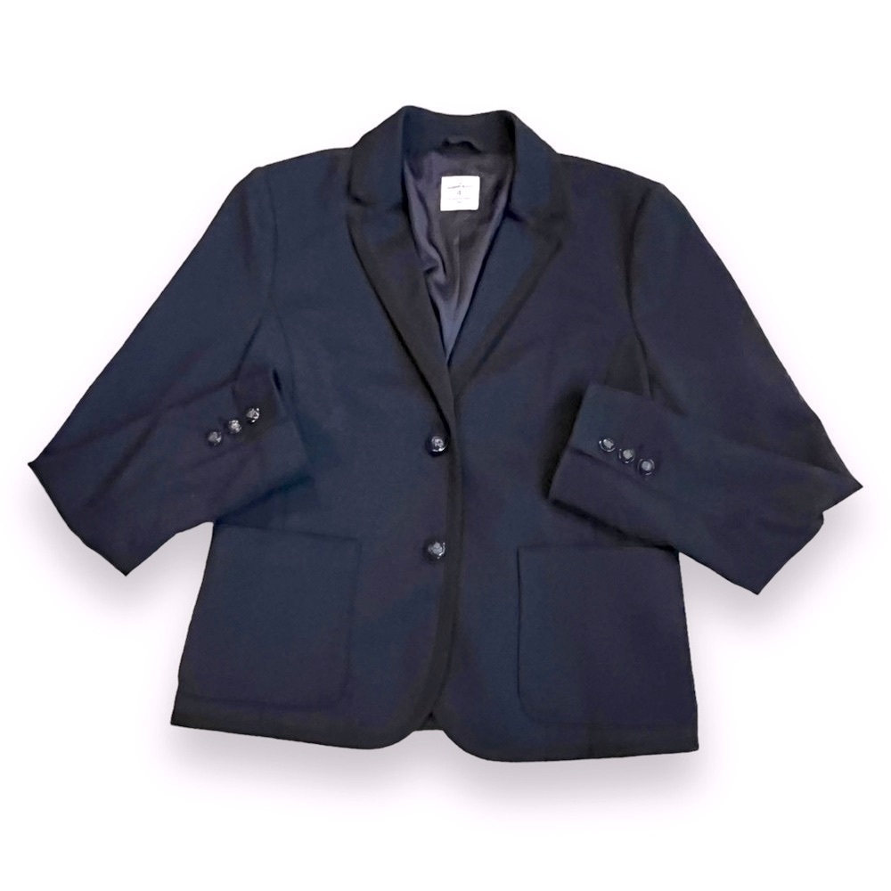 Gap The Academy Blazer Navy Ponte Knit Pockets Career Wear Preppy Academia SZ 4